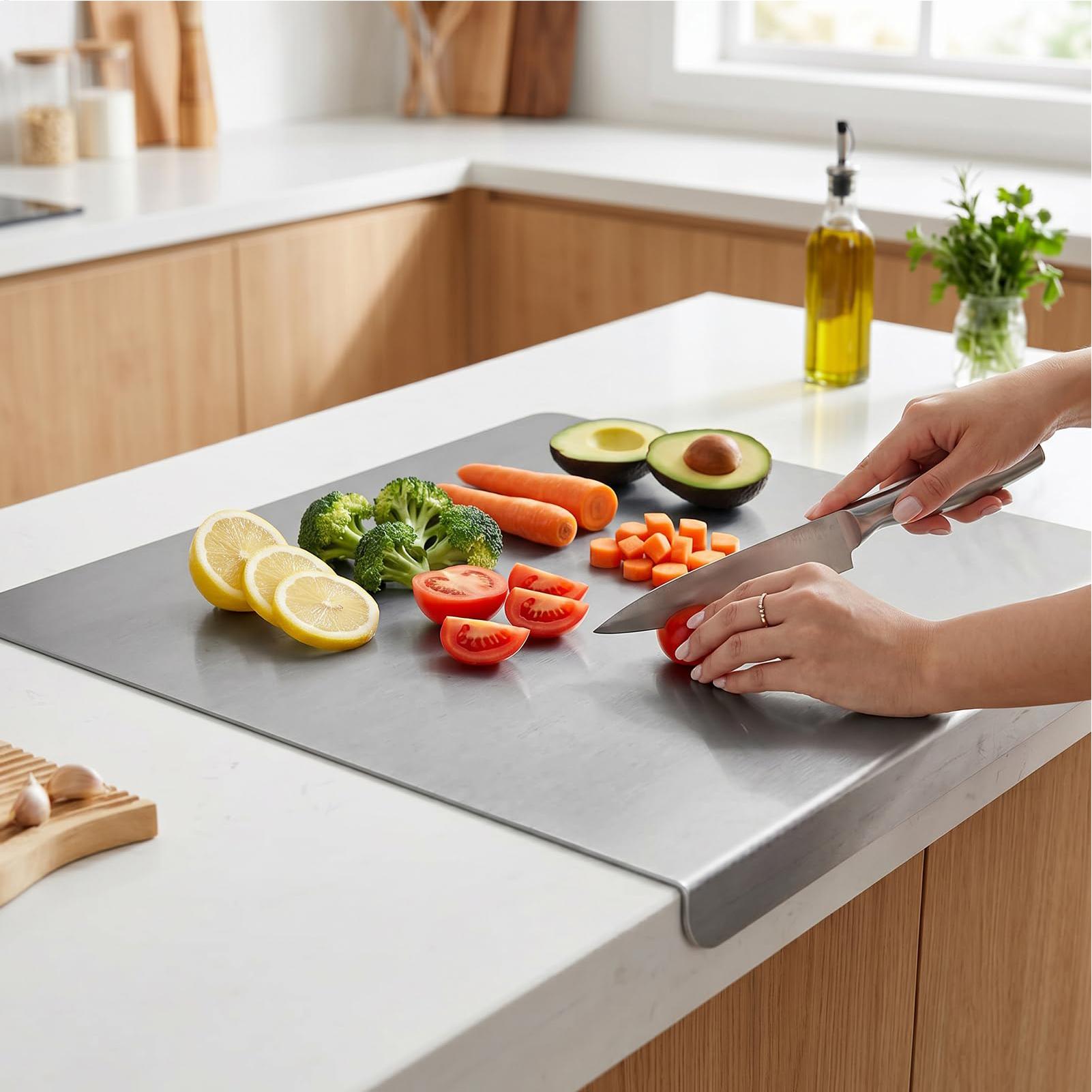 Meal Prep Restaurant - Non Slip Stainless Steel Cutting Board