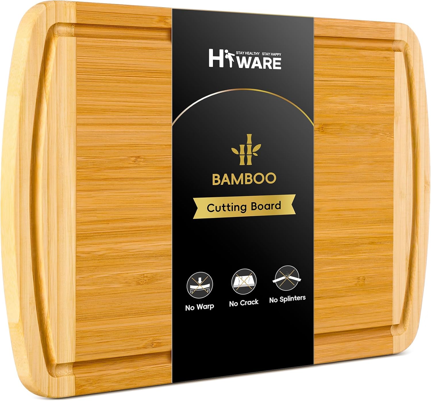 Meal Prep Juice - Large Bamboo Cutting Board for Kitchen