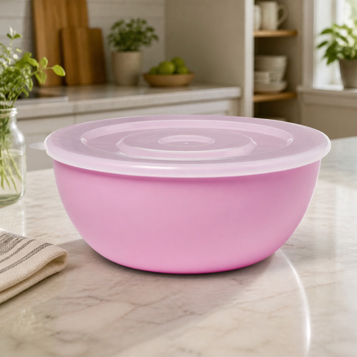 Meal Prep Bowl - Pink Bowl With Matching Lid, Durable