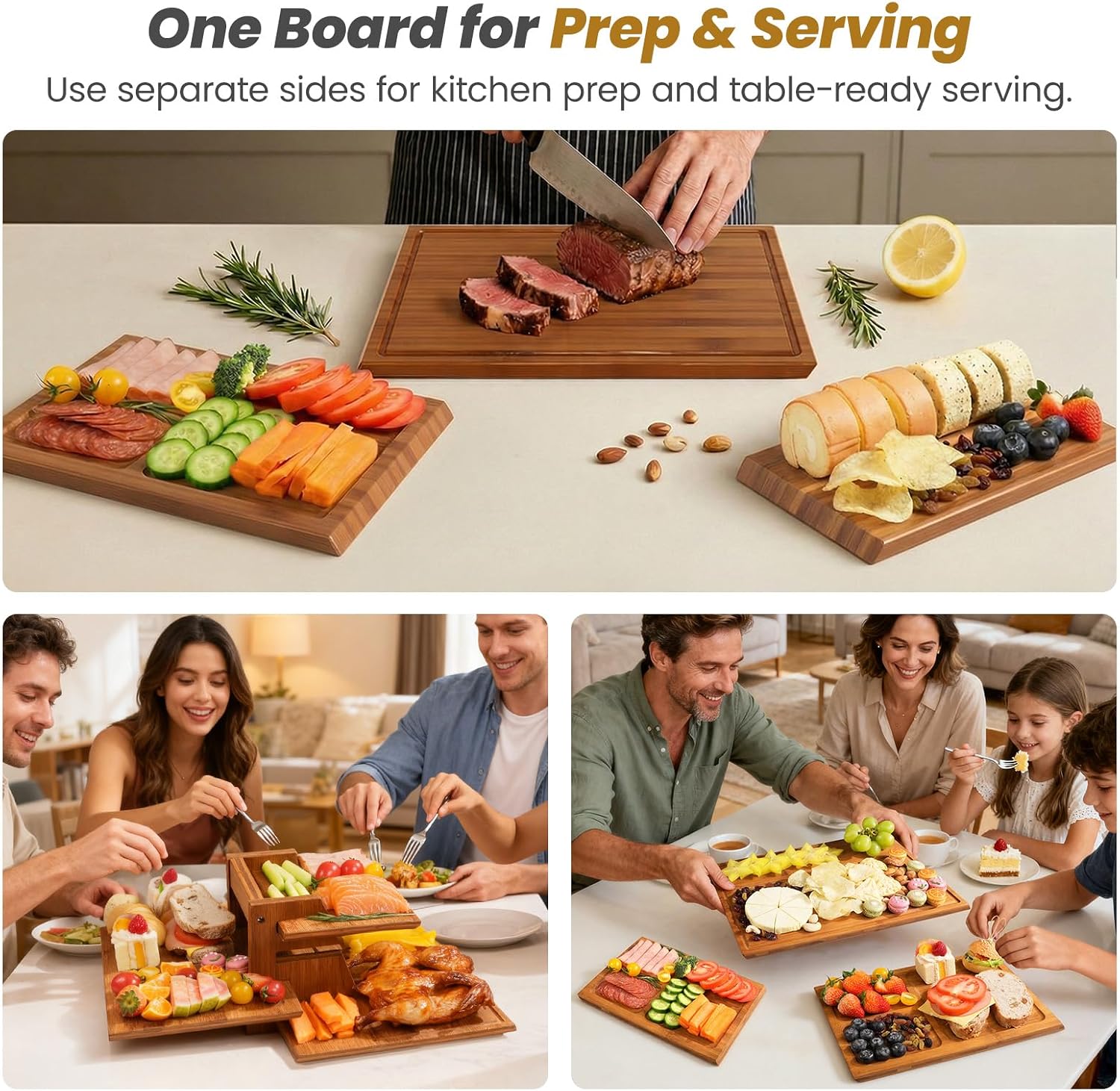 Bamboo Cutting Board Set With  - Meal Prep Juice recension och pris