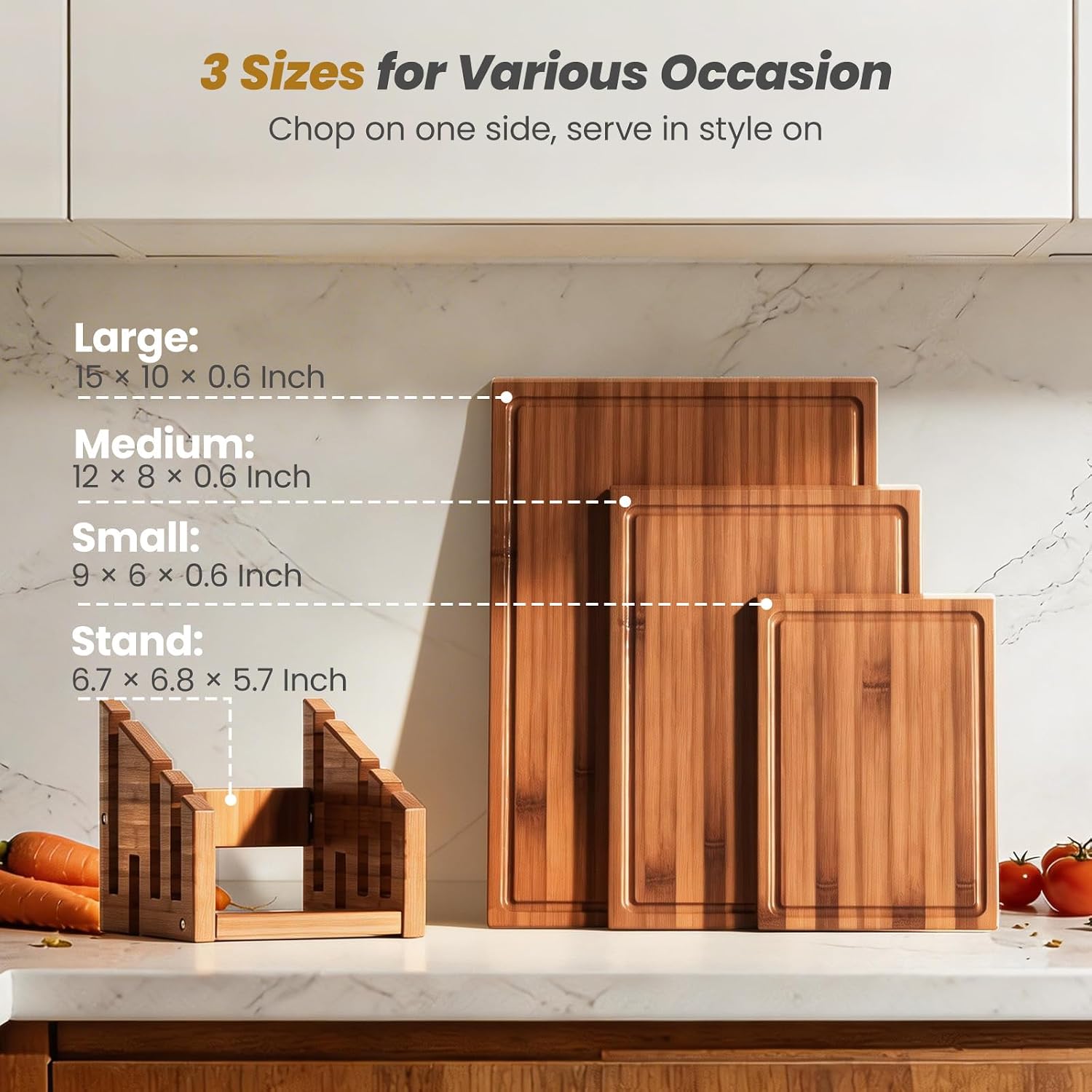 Bamboo Cutting Board Set With  - Meal Prep Juice recension och pris