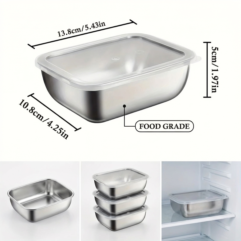 5PCS Stainless Steel Food Stor - Meal Prep Recipes recension och pris