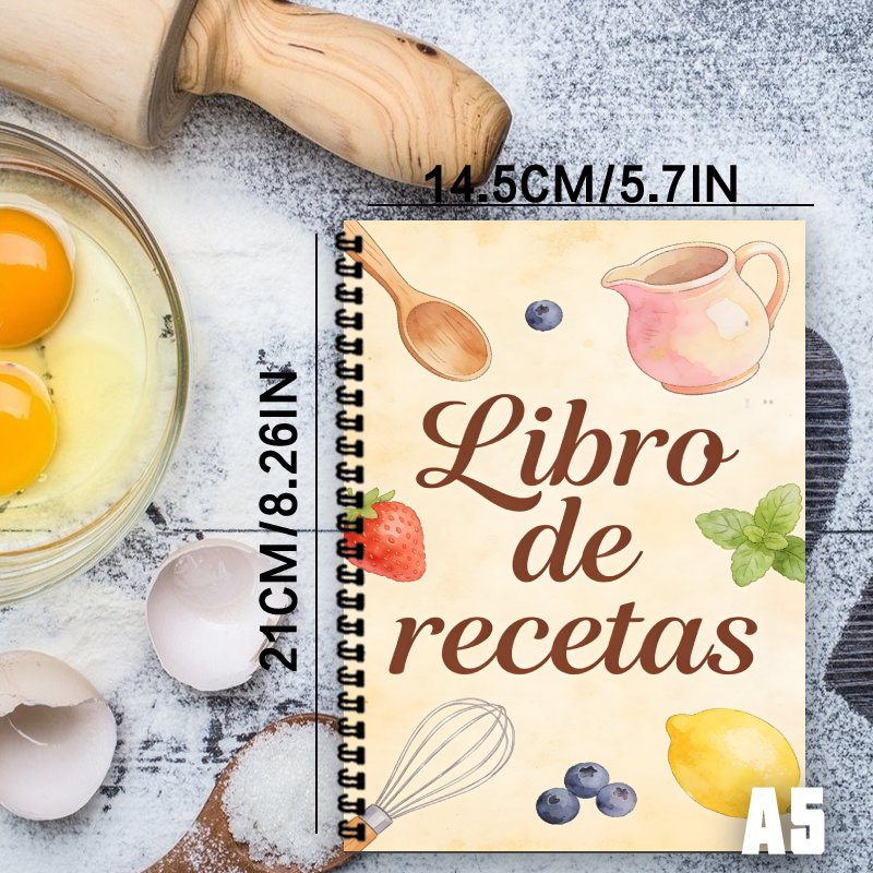 A5 Paper Spanish Recipe Book,  - Meal Prep Book recension och pris