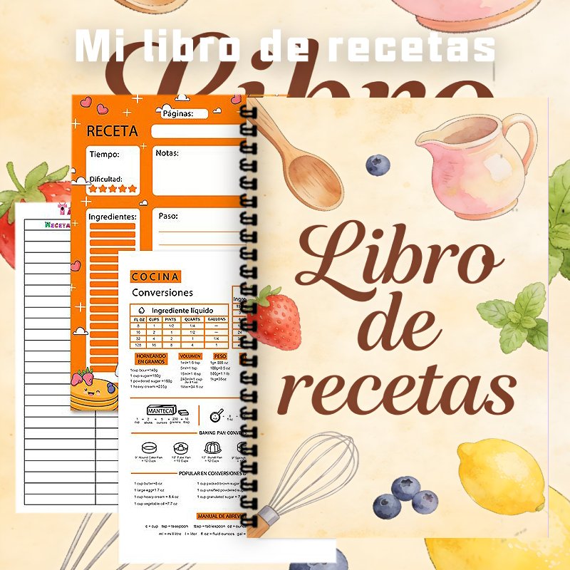 A5 Paper Spanish Recipe Book,  - Meal Prep Book recension och pris